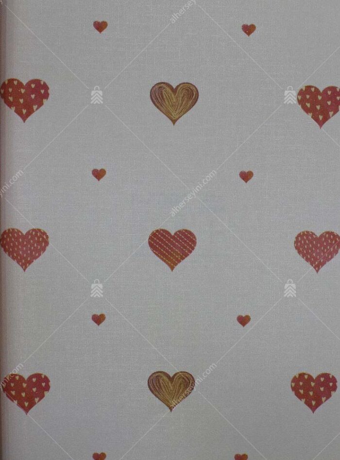 8905-1 Kalp Desenli Çocuk Odası Duvar Kağıdı