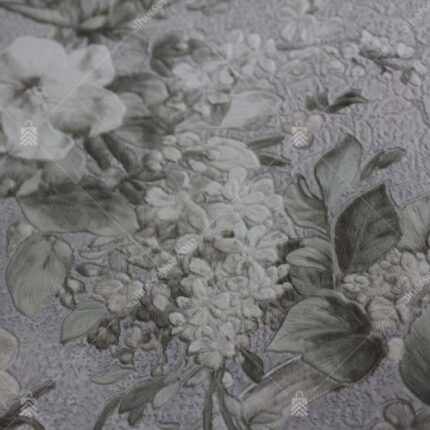 1008-3 Gri Modern Çiçekli Duvar Kağıdı Detay