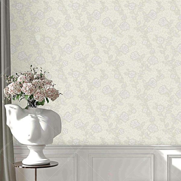1010-1 Adawall Beyaz ve Gri Modern Çiçekli Duvar Kağıdı Uygulama