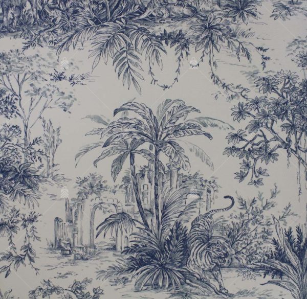 9909-2 Mavi Tropikal Hayvanlar Desenli Duvar Kağıdı