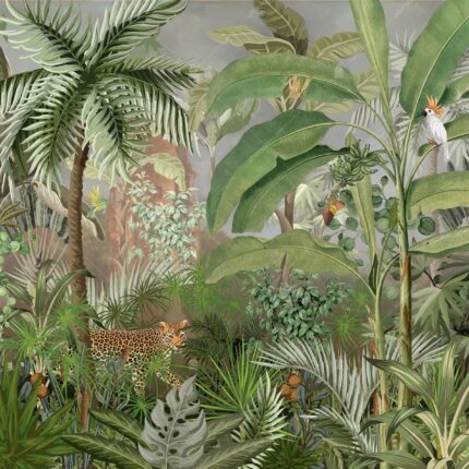 A309-3 Amazon Tropikal Ormandaki Leopar Poster Duvar Kağıdı