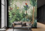 A315-2 Amazon Tropikal Ağaçlardaki Sincap ve Papağanlar Duvar Posteri Uygulama