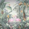 A319-2 Amazon Tropikal Ormandaki Flamingolar Poster Duvar Kağıdı