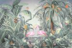 A319-2 Amazon Tropikal Ormandaki Flamingolar Poster Duvar Kağıdı
