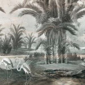 GRP1011 Girift Orman Kıyısındaki Flamingolar Poster Duvar Kağıdı