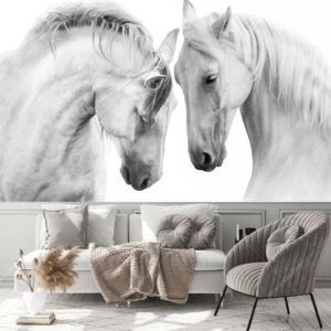 GRP3014 Girift Beyaz Atlar Poster Duvar Kağıdı Uygulama