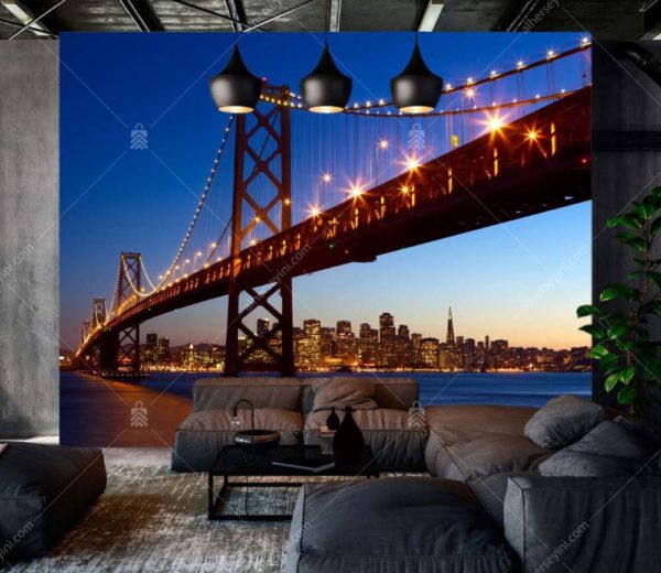 GRP4015 Girift San Francisco Oakland Körfez Köprüsü Duvar Posteri Uygulama