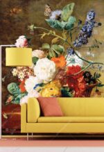 M1009 Moneta Ahşap Kaide Çiçek Buketi Sanatsal Tasarım Poster Duvar Kağıdı Uygulama