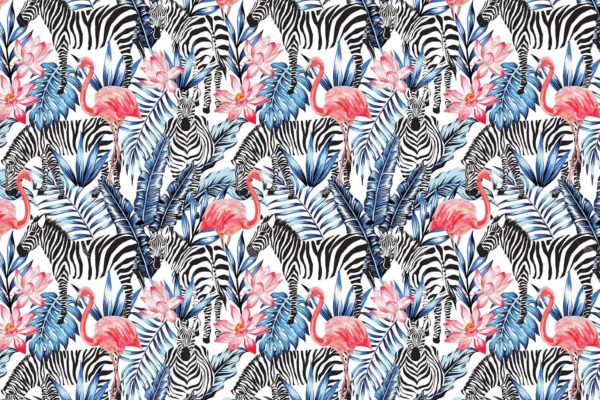 M814-4 Moneta Zebra Flamingo Tasarım Duvar Poster