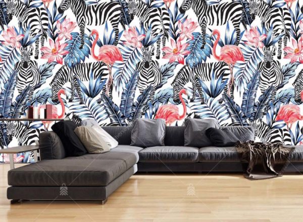 M814 Moneta Zebra Flamingo Tasarım Duvar Poster Uygulama