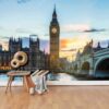 M865 Moneta Londra Big Ben ve Westminster Köprüsü Manzarası Duvar Posteri Uygulama