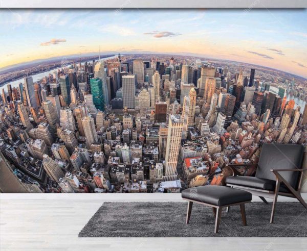 M883 Moneta Newyork Şehir Gökdelenler Havadan Manzarası Duvar Posteri Uygulama