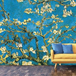 M897 Moneta Çiçek Açan Badem Ağacı Sanatsal Tasarım Duvar Posteri Uygulama