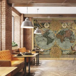 M901 Moneta Antik Dünya Haritası Duvar Posteri Uygulama
