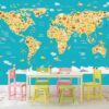 M938 Moneta Çocuk Temalı Dünya Haritası Duvar Posteri Uygulama