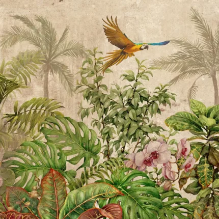 GRP030060 Papağanlı Tasarım Tropikal Poster Duvar Kağıdı