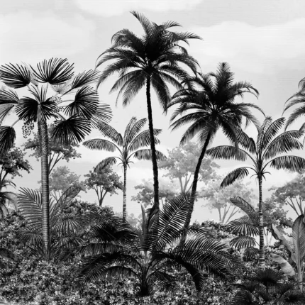 GRP040006 Siyah Beyaz Tropikal Ağaçlar Poster Duvar Kağıdı
