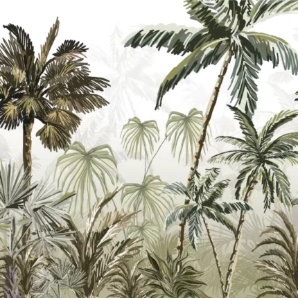GRP040072 Tropikal Vektörel Çizim Ağaçlar Poster Duvar Kağıdı