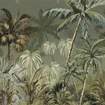 GRP040073 Tropikal Vektörel Çizim Ağaçlar Poster Duvar Kağıdı