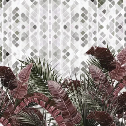GRP040088 Tropikal Zeminde Palmiye Yaprakları Poster Duvar Kağıdı