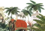 GRP060147 Fil ve Tropik Ağaçlı Panoramik Poster Duvar Kağıdı