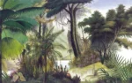 GRP100047 Tropikal Ağaçlı Soyut Desen Poster Duvar Kağıdı