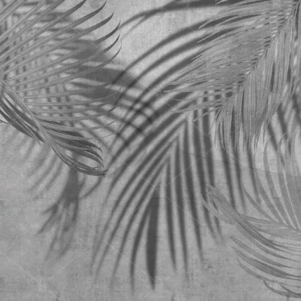 GRP180069 Gri Palmiye Yapraklı Poster Duvar Kağıdı