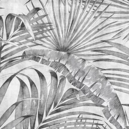 GRP180142 Siyah Beyaz Tropik Yapraklar Poster Duvar Kağıdı