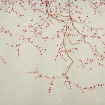 GRP190053 Kırmızı Çiçekli Sakura Soyut Poster Duvar Kağıdı