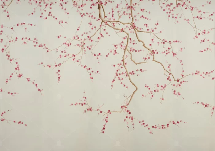 GRP190053 Kırmızı Çiçekli Sakura Soyut Poster Duvar Kağıdı