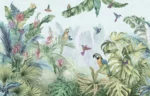 GRP250007 Papağan ve Tropikal Yapraklar Poster Duvar Kağıdı