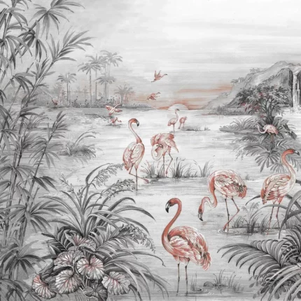 GRP250024 Flamingolar Tropikal Tasarım Poster Duvar Kağıdı