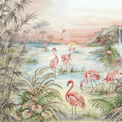 GRP250132 Flamingolar Tropikal Poster Duvar Kağıdı