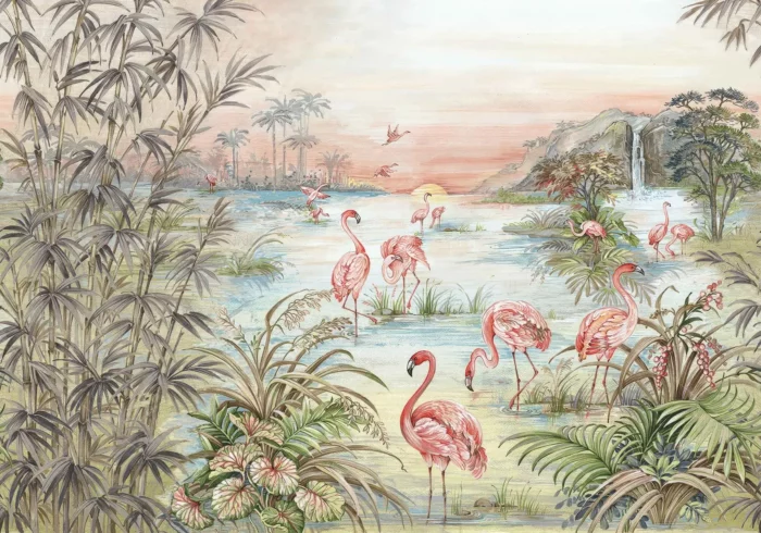 GRP250132 Flamingolar Tropikal Poster Duvar Kağıdı