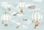GRP480006 Gökyüzündeki Uçak ve Balonlar Poster Duvar Kağıdı