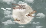 GRP480022 Ayın Etrafında Uçaklar Poster Duvar Kağıdı