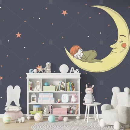 GRP510018 Ay Dede Üzerinde Uyuyan Çocuk Poster Duvar Kağıdı