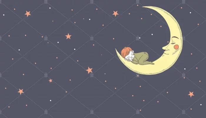 GRP510018 Ay Dede Üzerinde Uyuyan Çocuk Poster Duvar Kağıdı