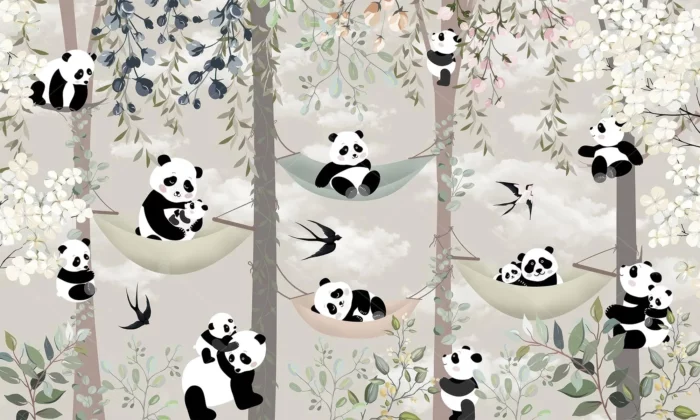 GRP540031 Sevimli Pandalar Çocuk Odası Poster Duvar Kağıdı