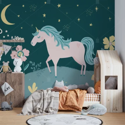 GRP540037 Sevimli Unicorn Çocuk Odası Poster Duvar Kağıdı