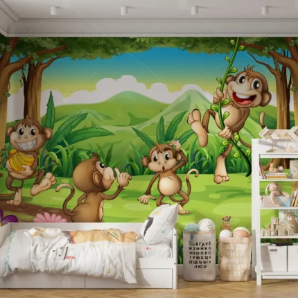 GRP540058 Ormandaki Maymunlar Çocuk Odası Poster Duvar Kağıdı