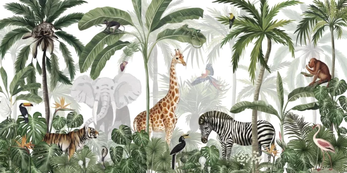 GRP550007 Tropikal Hayvanlı Çocuk Poster Duvar Kağıdı