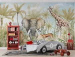GRP550029 Fil Geyik Zürafa ve Geyik Tropikal Çocuk Poster Duvar Kağıdı