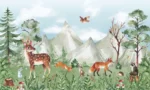 GRP550036 Ormandaki Şaşkın Hayvanlar Çocuk Poster Duvar Kağıdı