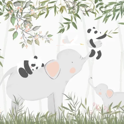 GRP550046 Sevimli Filler ve Pandalar Çocuk Odası Poster Duvar Kağıdı