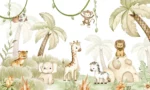 GRP550054 Sevimli Hayvanlar Çocuk Odası Tropikal Poster Duvar Kağıdı