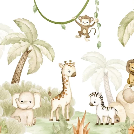 GRP550054 Sevimli Hayvanlar Çocuk Odası Tropikal Poster Duvar Kağıdı