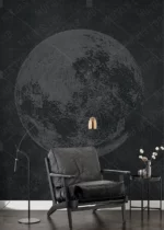 GRP640007 Siyah Zeminde Ay Poster Duvar Kağıdı