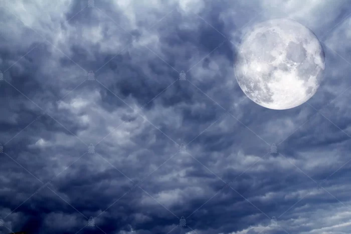 GRP640022 Gece Bulutlar ve Ay Poster Duvar Kağıdı