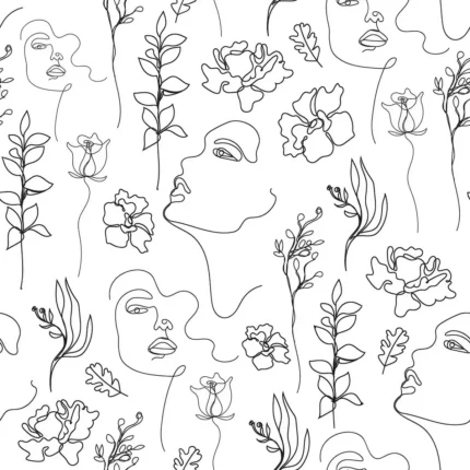 GRP750125 Çiçek ve Kadın Çizimi Pop Art Poster Duvar Kağıdı